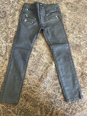 Hudson Jeans Metallic Charcoal Coated Skinny Kids Jeans